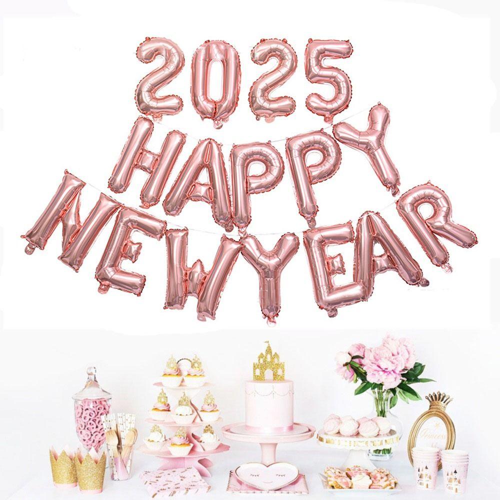 Inflatable Alphabet Balloons Happy New Year 2025 16 Inch Balloon Set New Colorful Foil Balloons