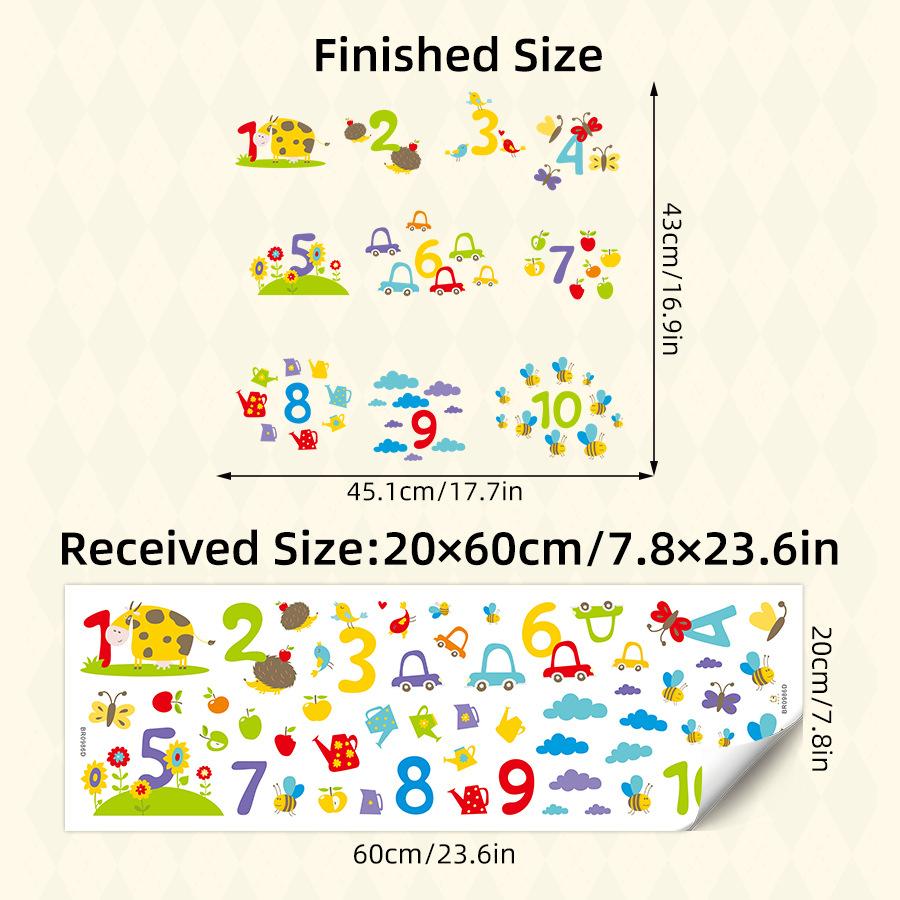 Cute Cartoon Colorful Numbers Flowers Animals Wall Stickers Self-Adhesive Decals for Kids Room Kindergarten Decor