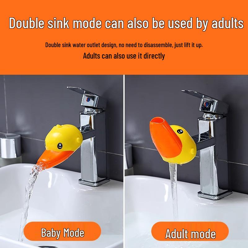 Cute Duck Silicone Faucet Extender: Splash-Proof Water Guide for Kids' Washbasin