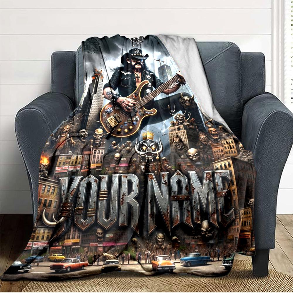 Name Custom Motörhead Print Flannel Blanket High Quality Warm Comfortable Cover for All Seasons Perfect for Gifts Home Decor