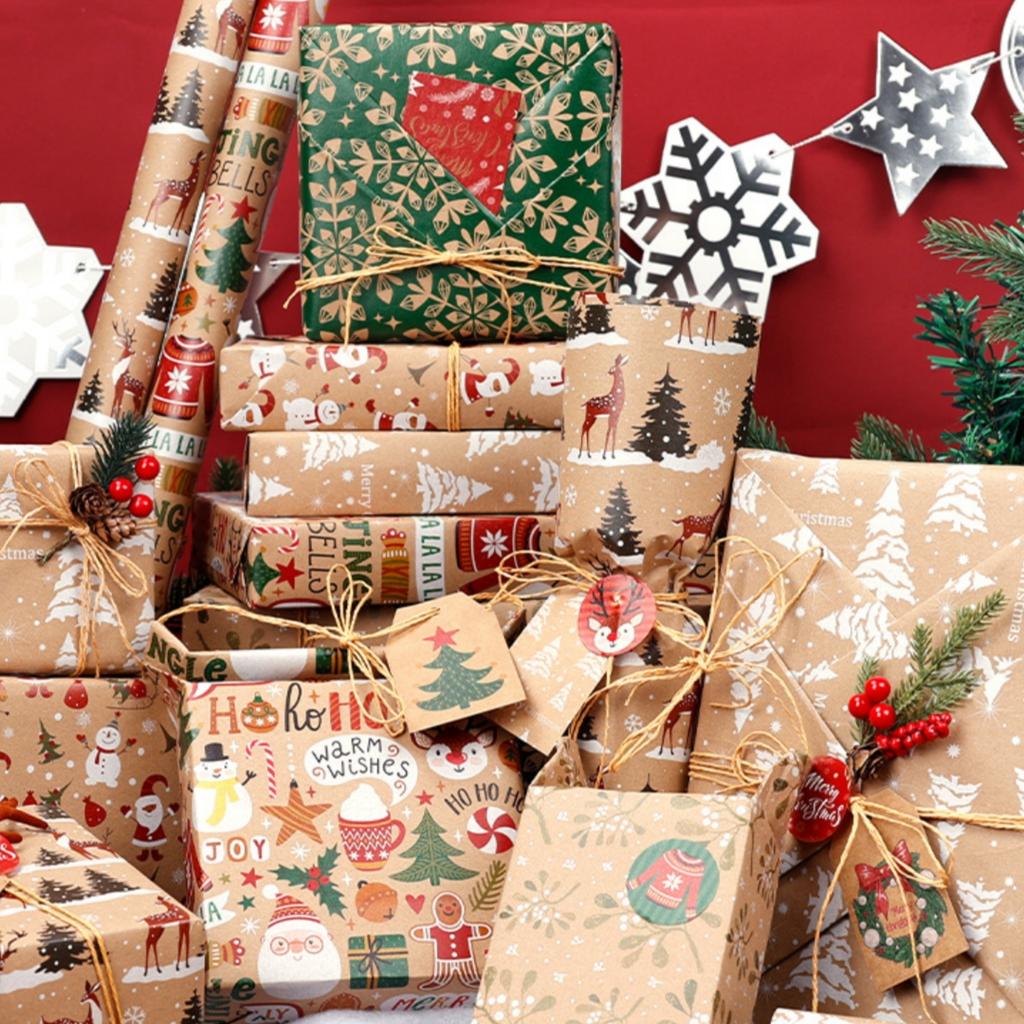 50x70cm Xmas Gift Paper Recyclable Kraft Wrapping Paper Christmas Wrapping Paper Sturdy For Wedding Winter Holiday Christmas