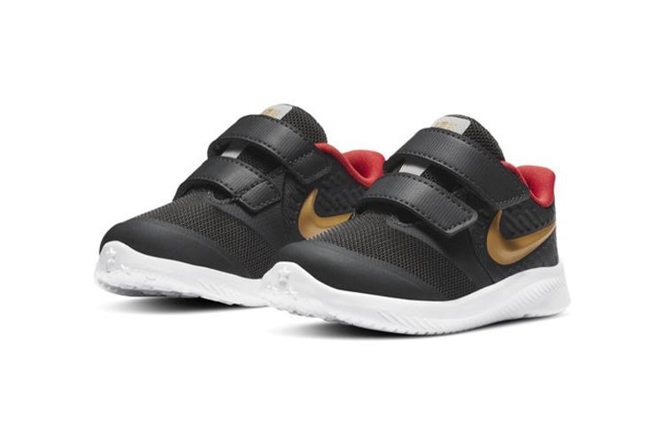 Nike Star Runner 2 Abrasion Resistant Low top Toddler Shoes Black Gold Red Infant And Toddler AT1803-010