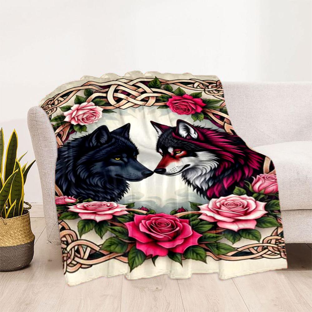 Wolf Moon Reflection Blanket,Suitable for sofas, offices, travel, living rooms, Gifts to relatives and friends, Blanket,Suitable for all seasons.