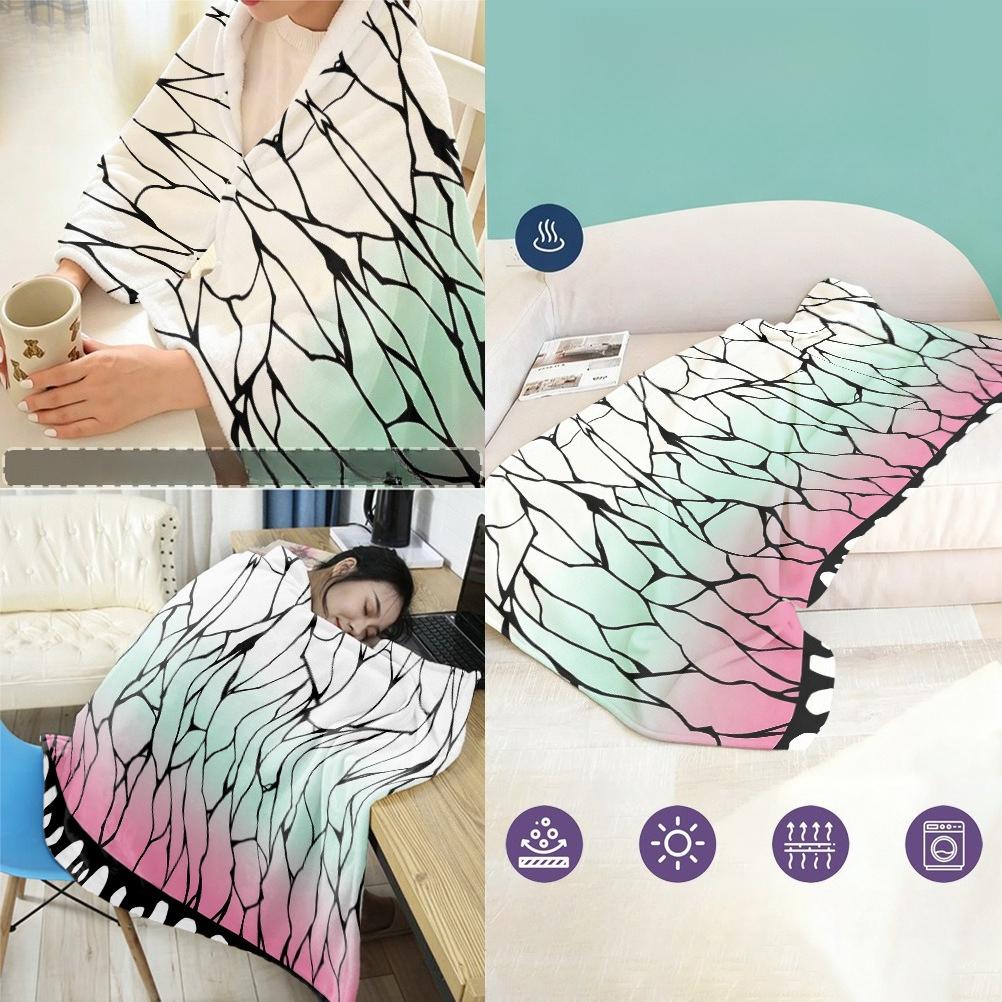 

Snap on Cloak Blanket Printed Warm Shawl Breathable Machine Washable Multifunctional Sofa Blankets Leisure Nap Blanket Portable Travel Small Quilt 80x140cm(230g/m²)