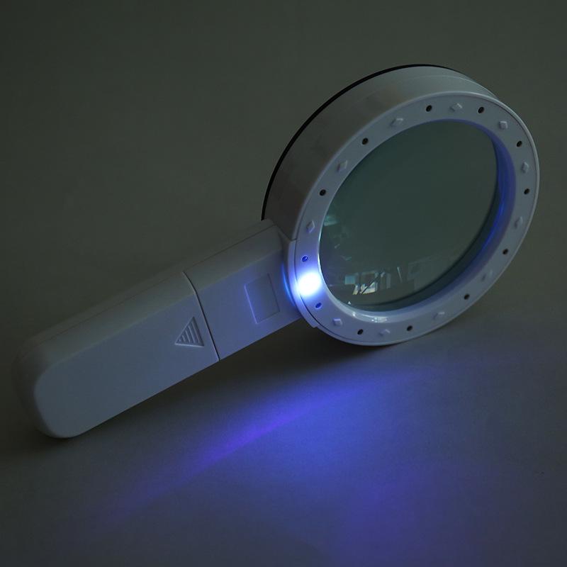 30x Double-Layer Glass LED UV Magnifier for Money, Books, Antiques, Jewelry