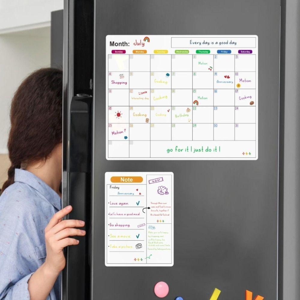 Erasable Whiteboard Calendar 12" X 16" Message Organizer Magnetic Monthly Planner  Refrigerator