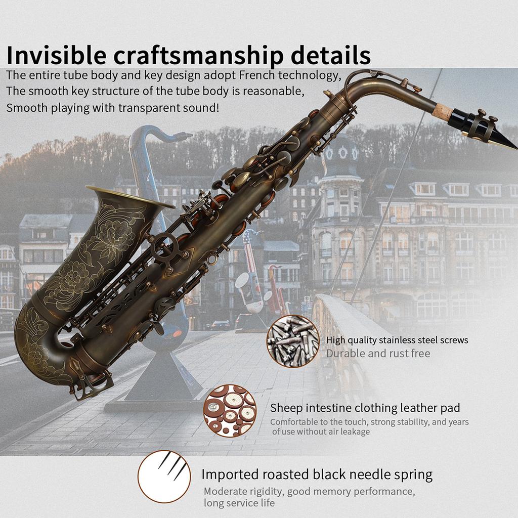 M MBAT Alto Saxophone E Flat Premium Brass Body Alto Saxophone Set Pro Saxophone Woodwind Instruments with Case Reed Sax