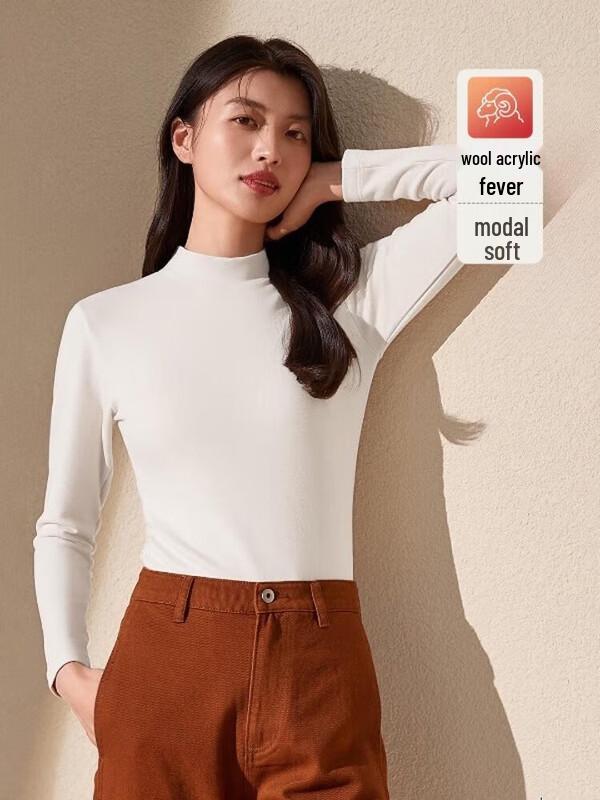 

FUNIBAOLUO Women s Double-Layer Modal Mid-Neck Thermal Top