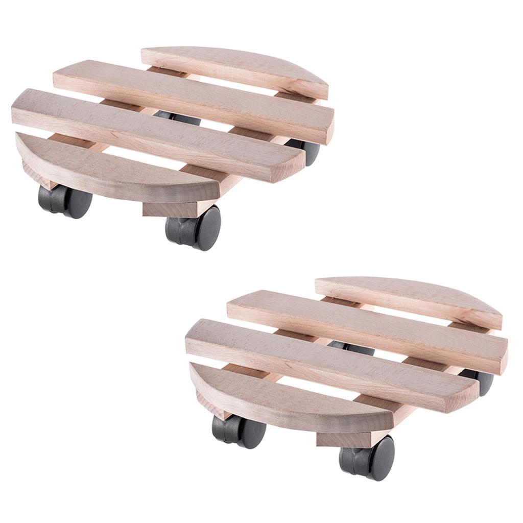 KADAX Blumentopfständer, Blumentopf auf Rollen, Holz, runde Plattform, 30 cm