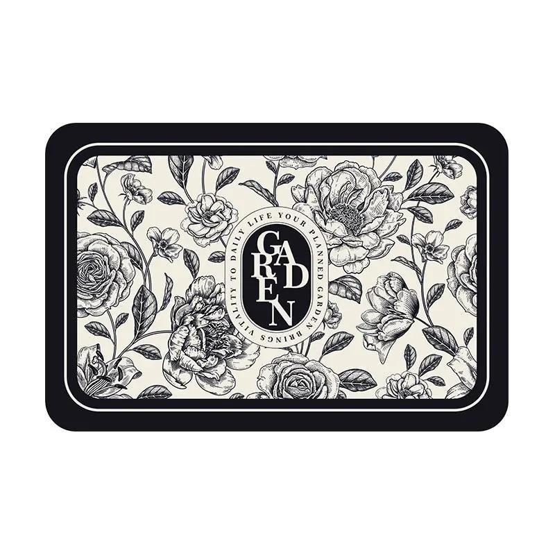 Elegant American Style Floral PU Leather Placemats Heat-Resistant Waterproof Durable Table Mats Dining Room Kitchen