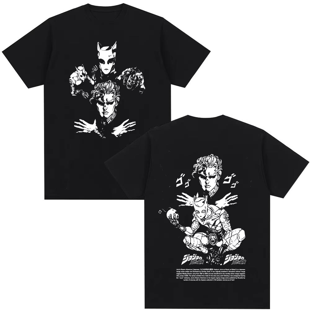 Elevate Your Anime Wardrobe with This Black JoJo’s Bizarre Adventure Yoshikage Kira & Killer Queen Graphic T-Shirt Ideal for Devoted Fans 4XL