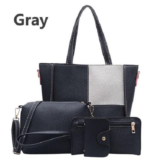 Fashion Women Splicing Color Shoulder Bag Pu Leather Handbag Holder Messenger Bag 4cs With Premium Quality Materials And Timeless Design