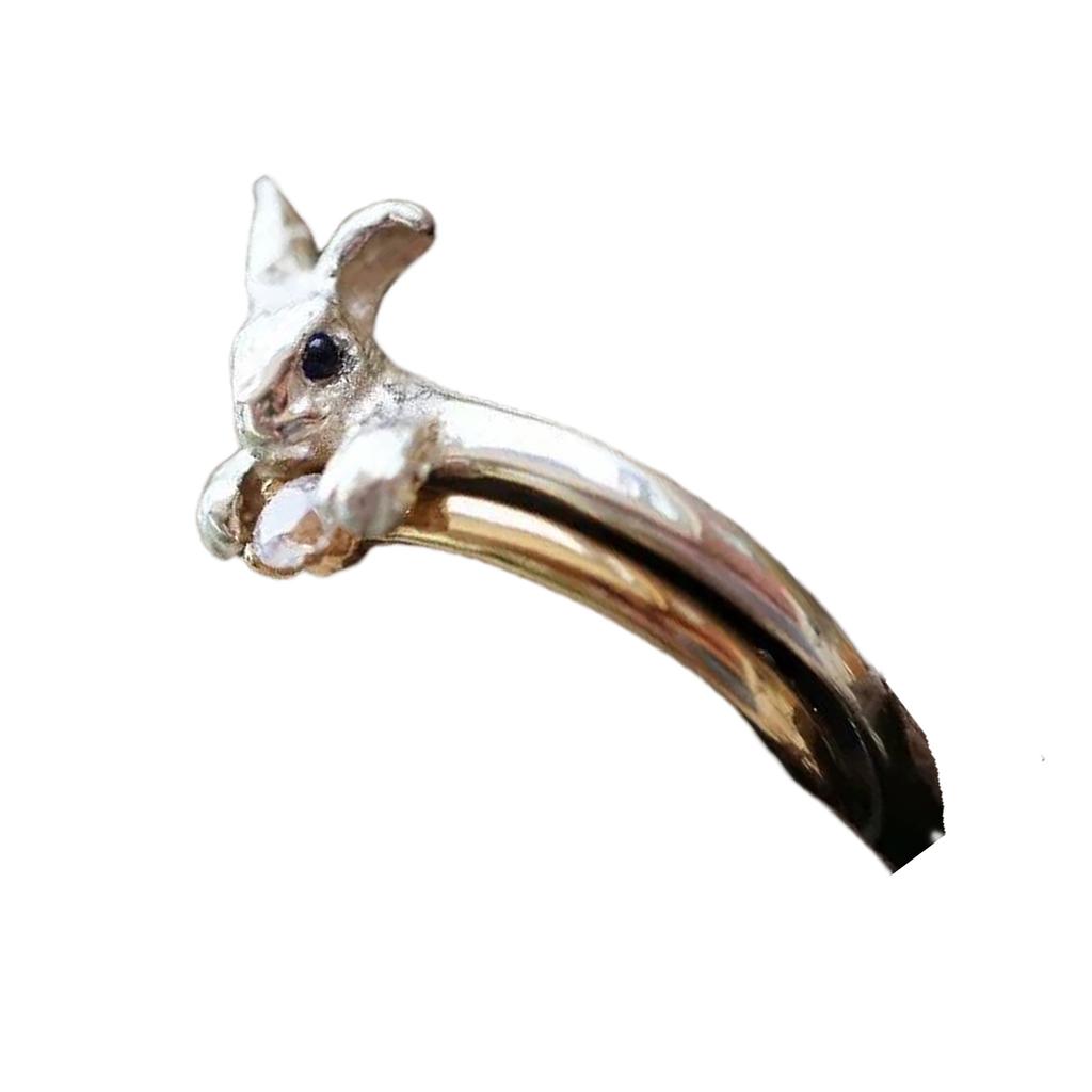 Adorable Rabbit Shaped Ring With Sparkling Cubic Zirconia Stones For Women Girls Cute Stackable Jewelry Gift Idea