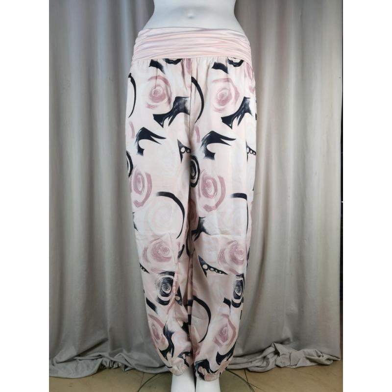 15 Color Women Casual Elastic Waist Plus Size Print Long Trousers Straight Loose Long Pants Haren