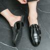Fashion Fashion Trends Men Solid Color Leather Slippers for Men Dual-use Men Shoes with Double Buckle Shallow Flats Casual Shoe for Men