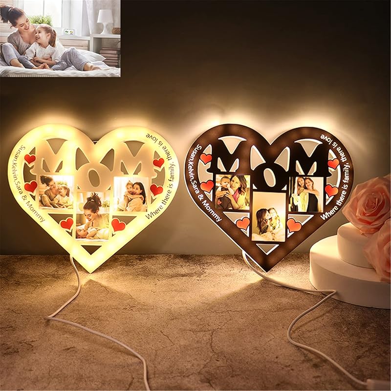 Personalized Lighthouse Photo Night Light Custom Family Picture Frame Light Acrylic Photo Lamp Gifts for Birthday Mom from Daughter Son(Style 11)
