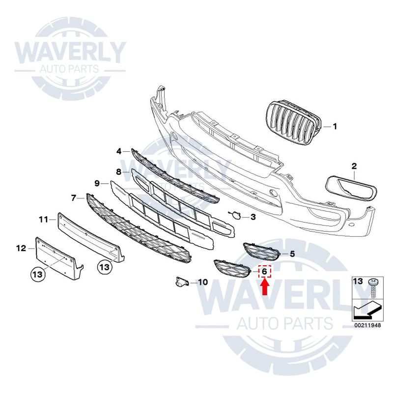 for E70 BMW 2007-2010 X5 3.0si M Sport Front Bumper Grill Closed Grid 51118038287 51118038288