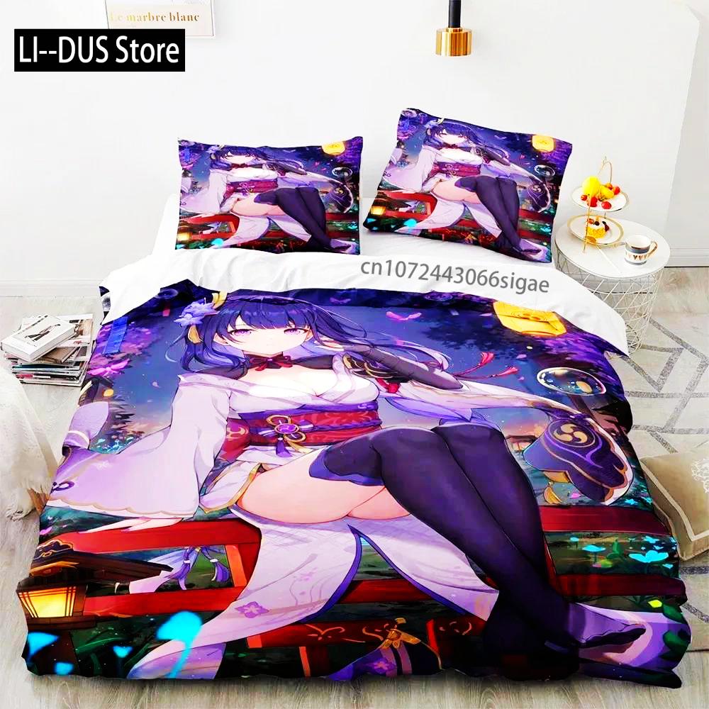 Anime Spiel Genshin Impact Ganyu Bettwäsche Set Bettbezug Bettwäsche-Set Steppdeckenbezug Kissenbezug Bettdecke King Queen Größe Jungen Erwachsene