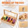 Bamboo Tea Bag Storage Box with Clear Lid 5 Compartments Multifunctional Coffee Tea Box Organizer Sugar Container
