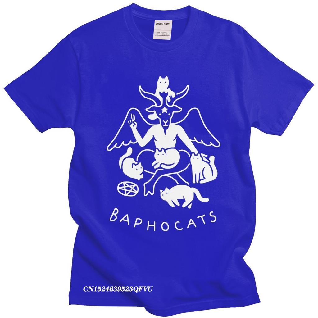 Novelty Baphocats Tshirt Oversized Soft Cotton TShirt Aesthetic Graphic Baphomet Satan Demon Occult Goat Harajuku Shirt Gift