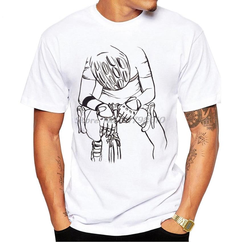 Bicycles Design Cyclist Portrait Tattoo Bikes Print T-Shirt Summer Men Short Sleeve Vintage Hip Hop Boy Tops White Casual Tees