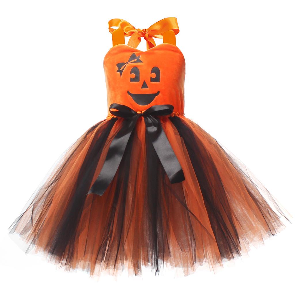 Girls Halloween Cosplay Costume Carnival Fancy Girl Performance Pumpkin Party Dress