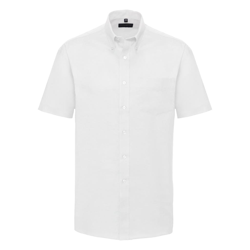 Russell Collection Mens Short Sleeve Easy Care Oxford Shirt