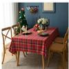 Red Plaid Cotton Linen Rectangle Tablecloth – Dustproof, Decorative, Literary Festival Style