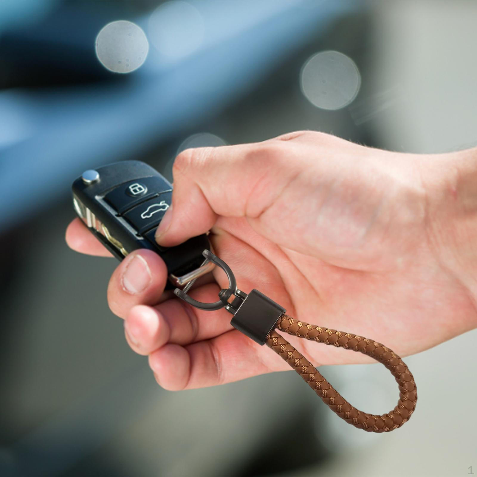 Car Keychain Universal Accessories PU Leather Handmade Simple Fashionable Gift Classic Brown
