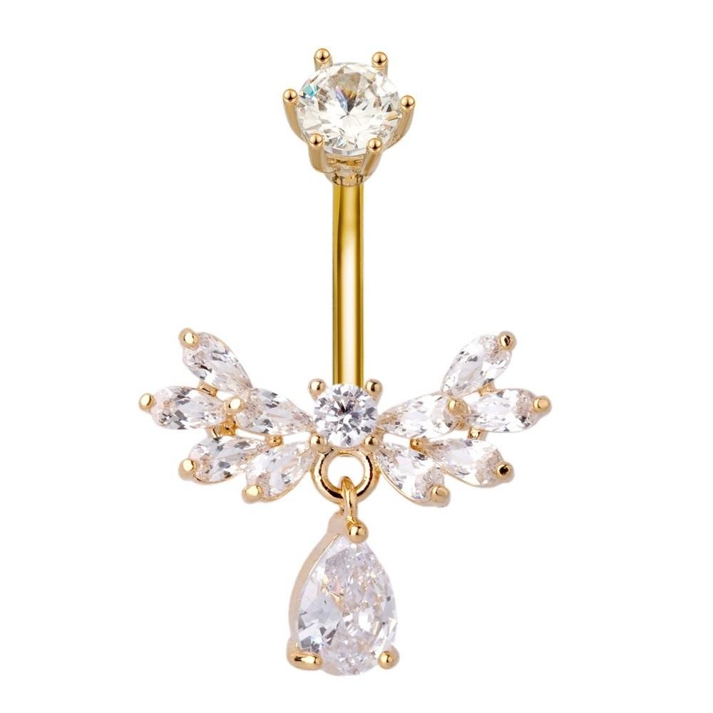 Anneau de nombril design papillon zirconium Anneau de nombril scintillant Piercing de nombril ailes mode Femmes