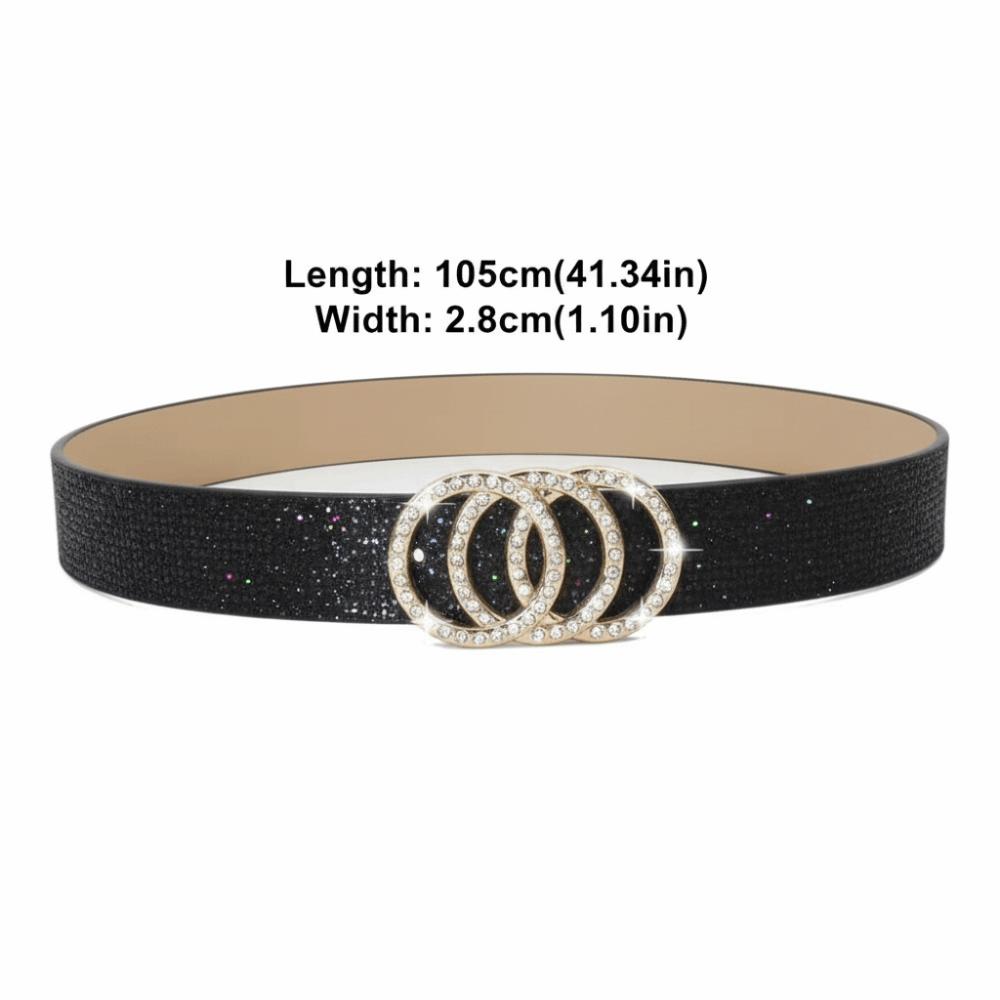 Vintage Bling Bling Sparkling Rhinestone Belt Versatile Glitter Slide Buckle Belt Luxury Brand Design Waist Strap Women