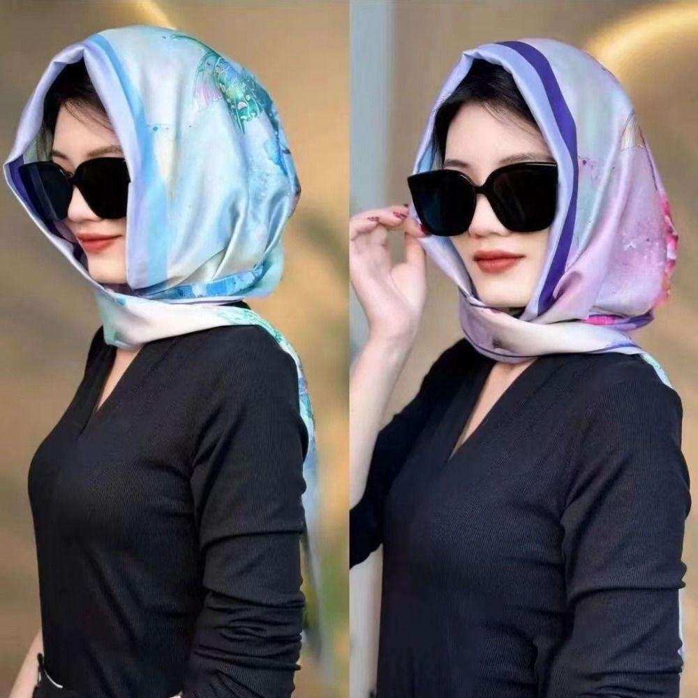 Sonnenschutz Baotou Hut Simulationsseide Kopftuch Mode Hijab Mütze Frauen