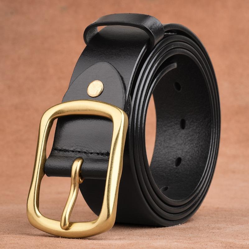 Mei Mary [first layer cowhide] men's genuine leather belt, retro copper buckle belt, easiest for match middle-aged and young pants belt