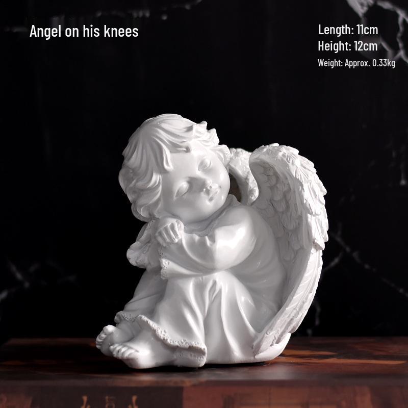 Statua Angioletta Nordica in Resina: Ornamento Creativo per Libreria del Soggiorno.
