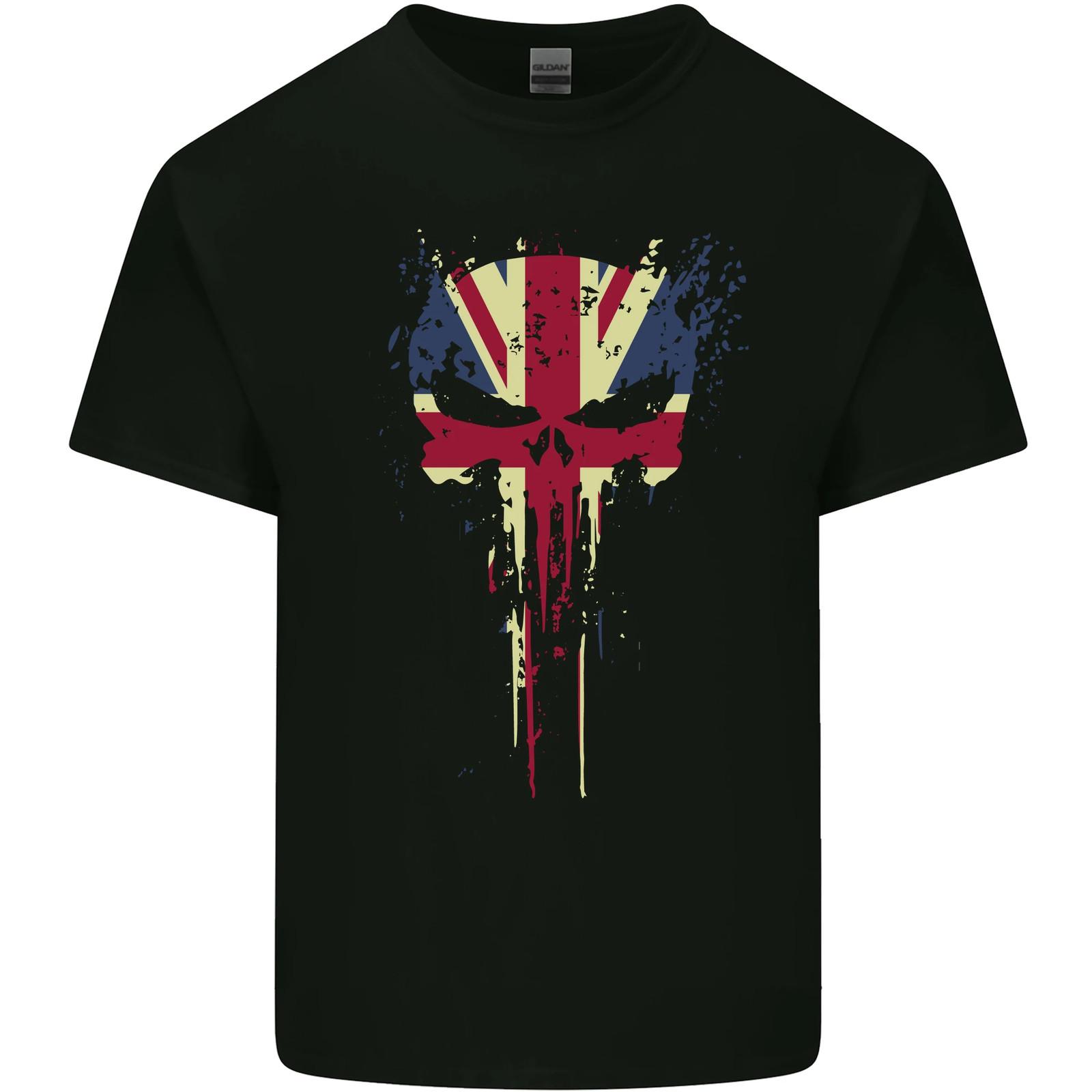 Union Jack Skull Gym St Georges Day Mens Cotton T-Shirt Tee Top S
