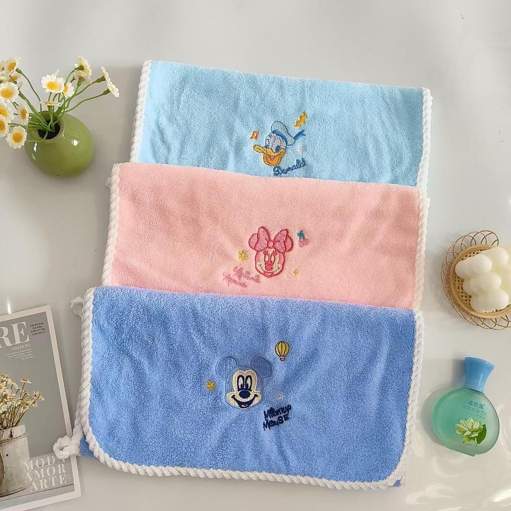 Coral Fleece Cartoon Minnie Mickey Embroidery Soft Water Absorption Without Hair Loss Towel Set Face Wash Home Bath