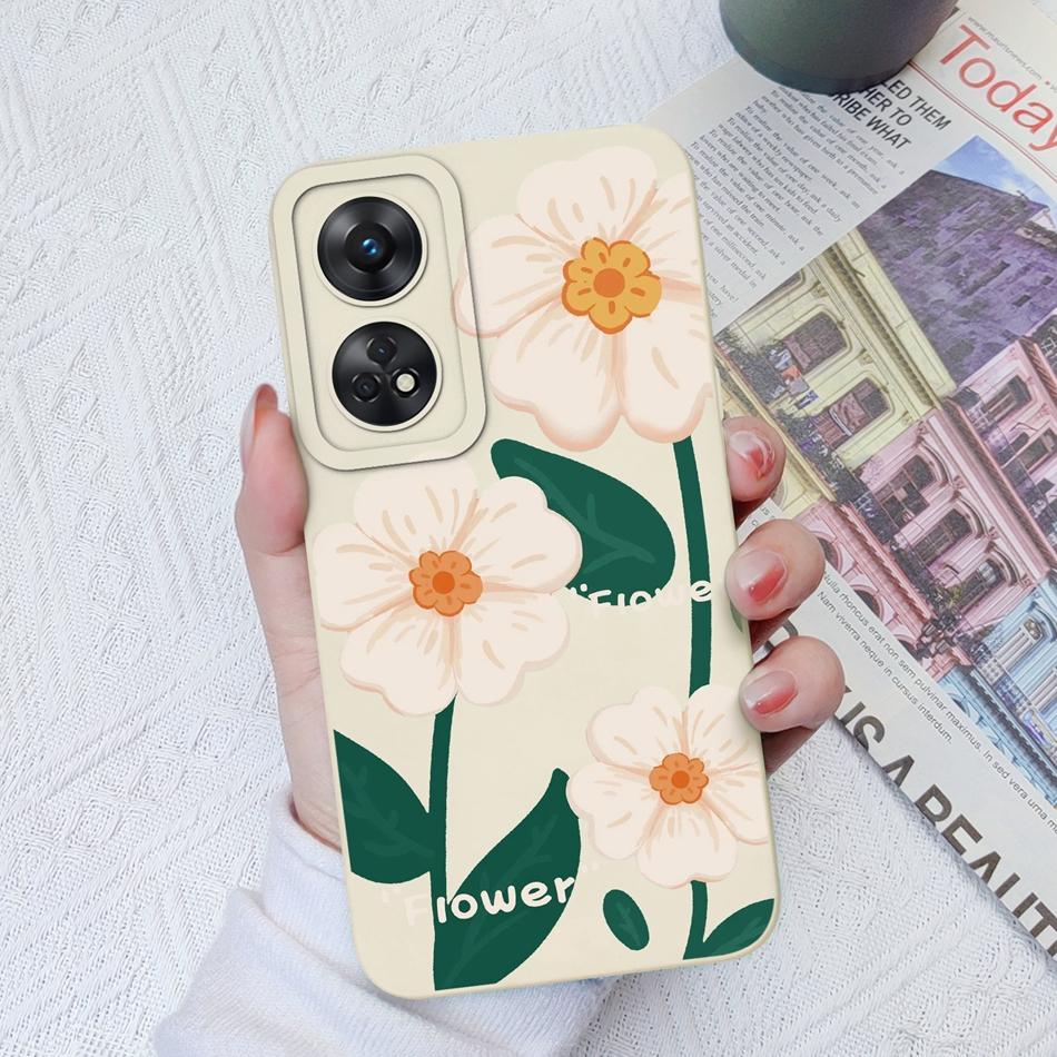 Phone Case For OPPO Reno 8T 4G 5G 8Z 8Lite Cover Cartoon Camera Protection Liquid Silicone Bumper For OPPO Reno8 T Fundas Gift