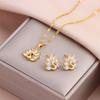 New Fashion Gold Plated Necklaces Earrings Sets For Women Female Trendy Party Jewelry Girls Daily Wear Neck Chain Earrings