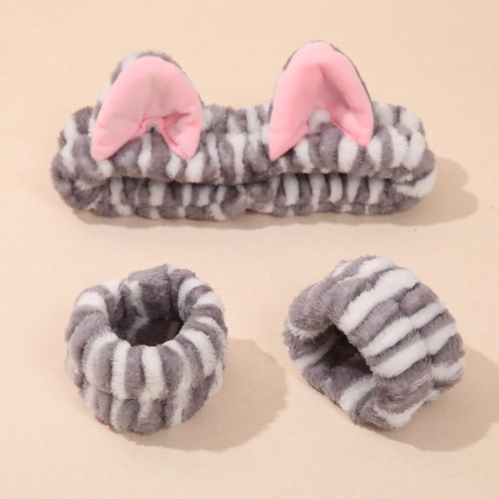 Hair Band Cat Ear Elastic Headband Wrist Strap Leopard Print Plush Women Girls Spa Makeup Wash Face Headband Hair Accessories