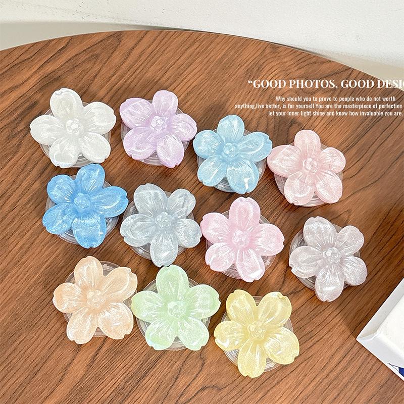 Solid Color Glitter Flower Mobile Phone Airbag Bracket Wind Japanese Women'S Sticky Desktop Bracket Portable