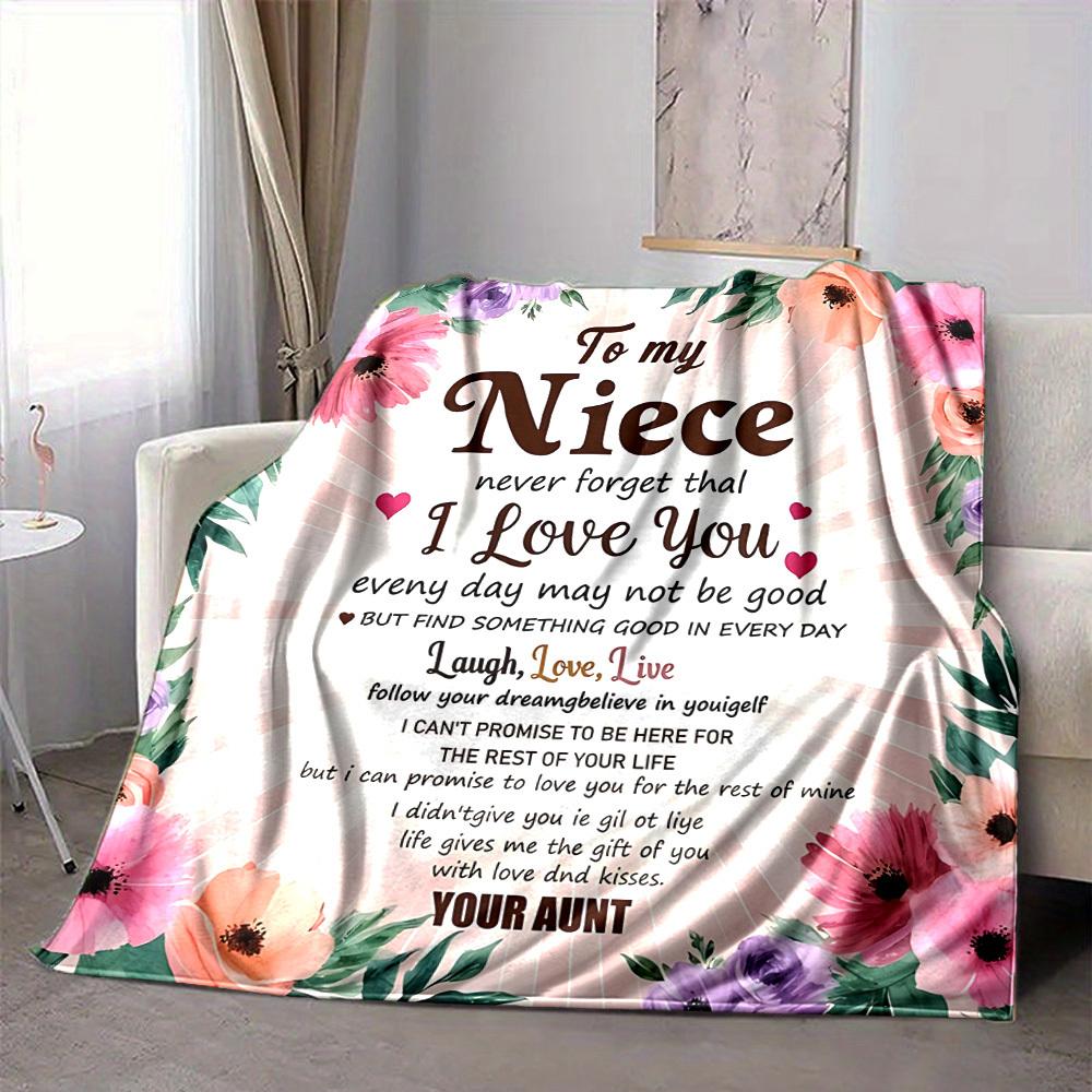 1pc To Niece Love Envelope Blanket, Lightweight Flannel Throw For Sofa, Bed, Travel, Camping, Livingroom, Office, Couch, Chair, And Bed,