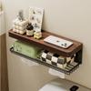 Wood Aluminum Bathroom Paper Holder with Shelf Bathroom Paper roll Holder Wall Mounted Towel Rack Toilet Paper Holder Tissue Box