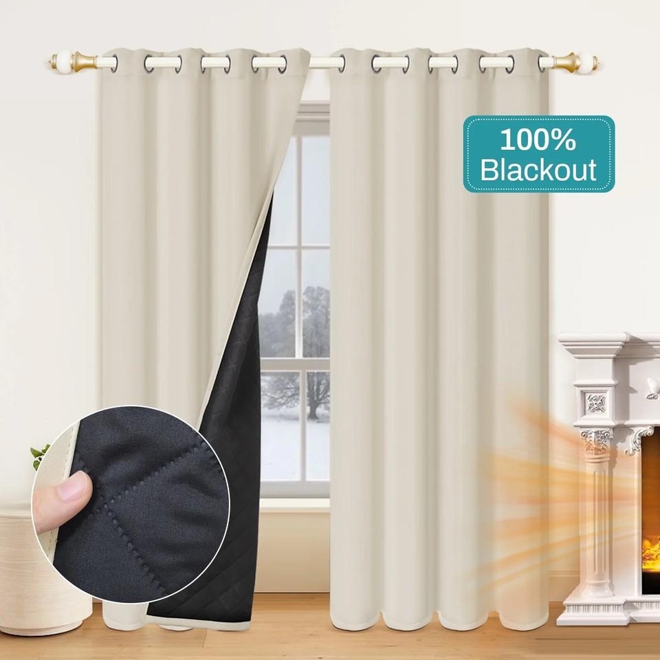 1/2 Pcs Thick Heavy Curtains Cold Protection Outdoor Thermal Curtain Eyelet Curtains