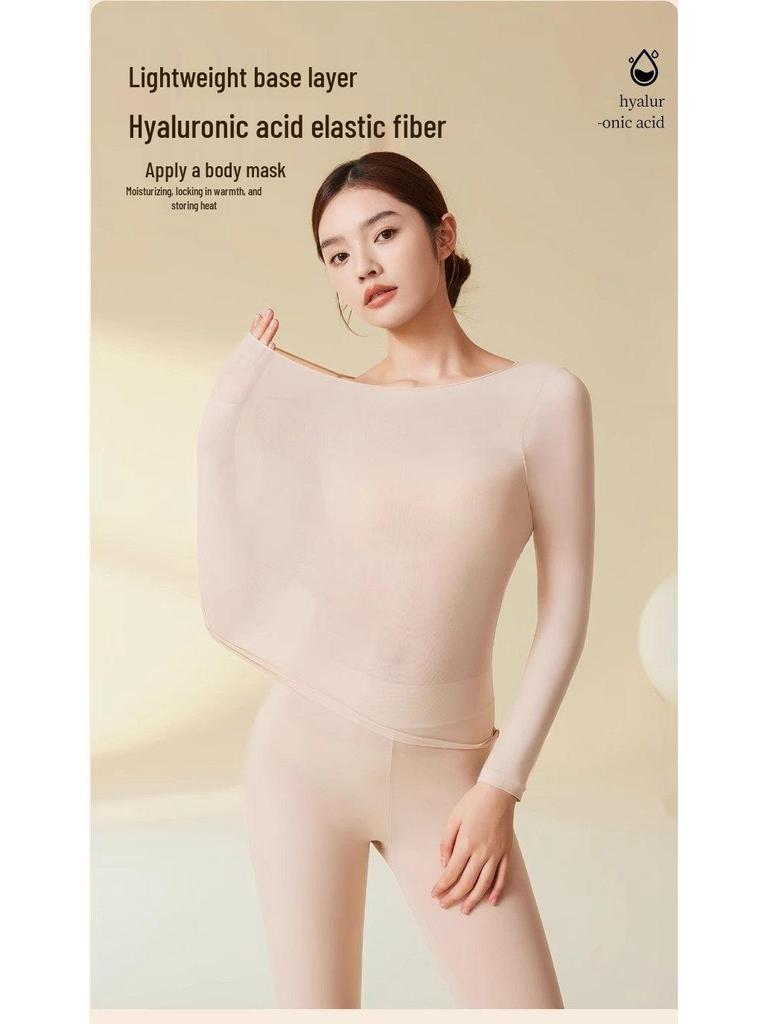 Women's Ultra-thin Heating Hyaluronic Acid Base Layer Set - 37°C Constant Temperature Autumn Wear