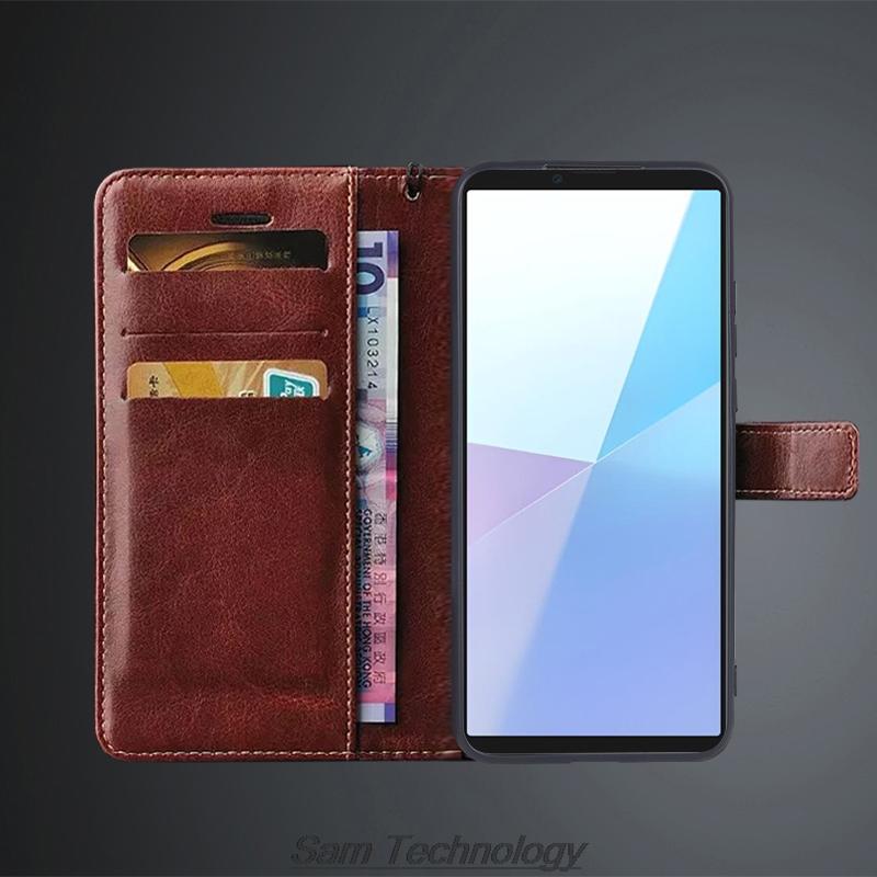 Card Holder Cover Case for Sony Xperia 10 VI Pu Leather Flip Cover Retro Wallet Phone Case Business Fundas Coque
