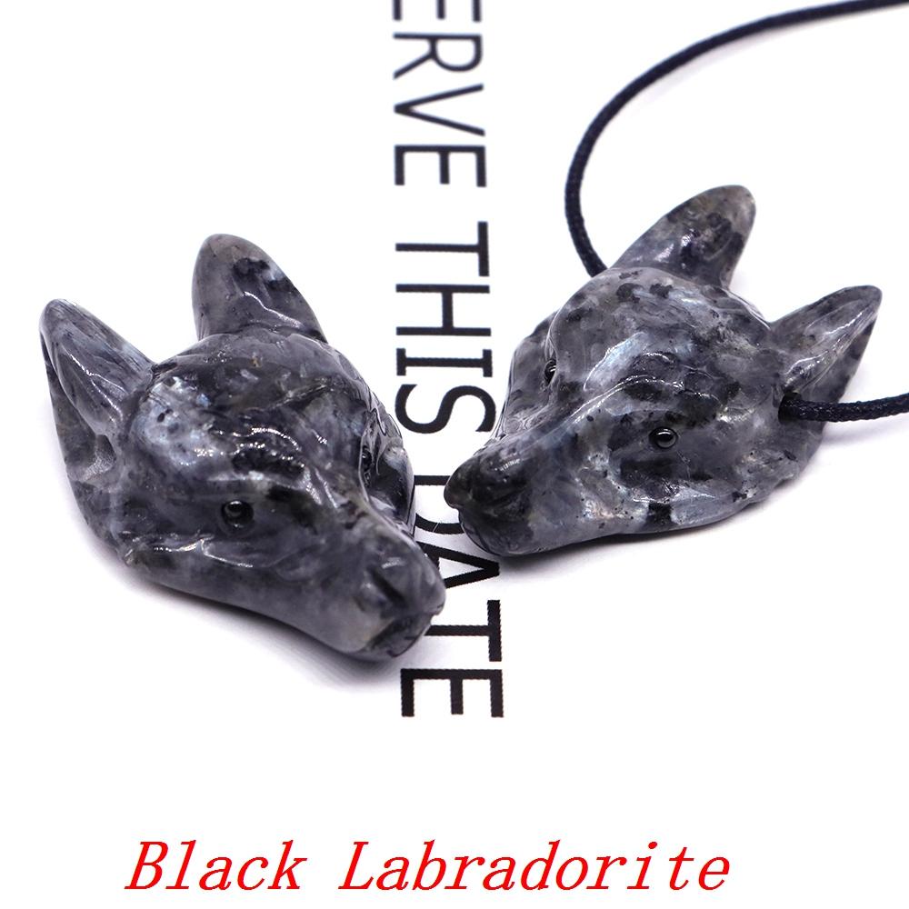 Testa di Lupo in Pietra Naturale da 1,5" Cristallo Curativo Reiki Animale Scolpito a Mano Statuetta Decorazione in Pietra Preziosa Fai da Te Accessori per Gioielli Regali