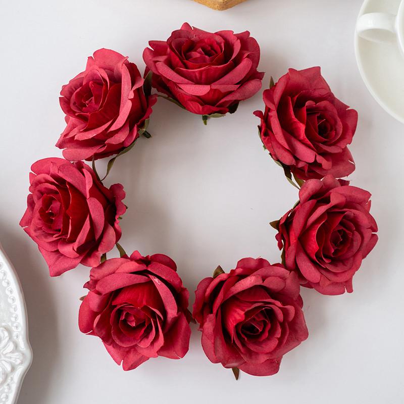 10PCS Artificial Flowers Wedding Garden Silk Rose for Home Decoration Accessories Party Christmas Wreath Headwear Wrist Flower