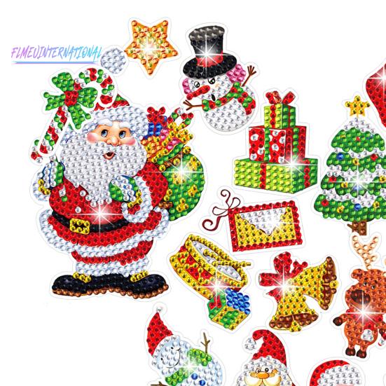 1 Set Diamant-Malerei-Aufkleber, Weihnachtsbaum, Schneemann, Weihnachtsmann, Muster, Strass-Aufkleber für Zuhause, Wanddekoration