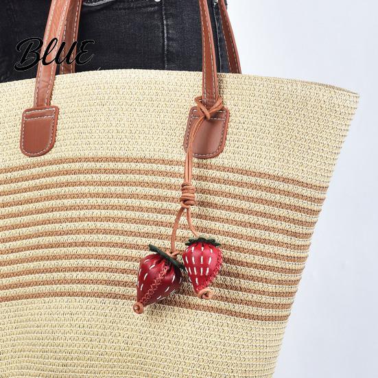 Energetic Red Bag Pendant Handmade Three-Dimensional Sewing Strawberry Design Keychain