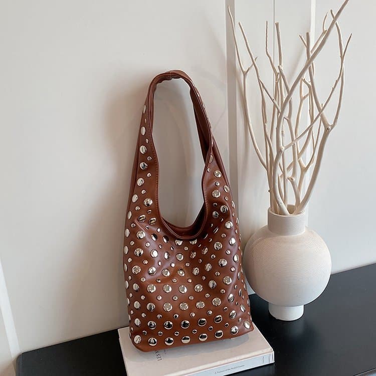 Metal Rivet Tote Bag Women's Shoulder Underarm Bag
